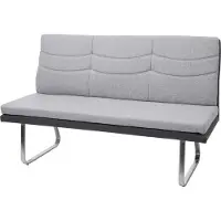 Mendler Sitzbank HWC-G54, Esszimmerbank Bank, Stoff/Kunstleder Edelstahl gebürstet ~ grau Bank 160cm