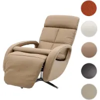Mendler Relaxsessel HWC-L11, Design Fernsehsessel TV-Sessel Liegesessel, Liegefunktion drehbar, Voll-Leder taupe