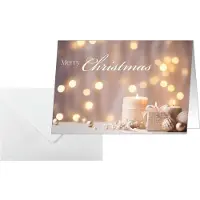 Sigel Weihnachtskarten Golden Glow, A6, Kerzen-Motiv, für Drucker/Kopierer geeignet, Umschläge, FSC-Papier, beige-champagner-gold, 25 Stück