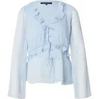 French Connection Emina Chiffon Frill Tie Up Top Arctic Blue Größe: 12 | Longsleeves Outlet | Damen | Blau