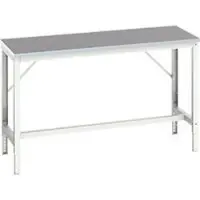 Bott Werkbank verso, Linoleum-Platte, mit Querstrebenset, B 1500 x T 600 x H 780 - 930 mm, RAL 7035 Lichtgrau