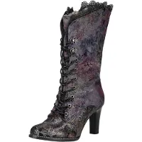 LAURA VITA Damen Stiefel florales Muster Spitze und Metallic Glanz Alcbaneo 351, Größe:37 EU, Farbe:Violett