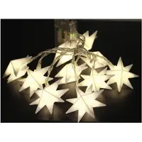 FHS LED-Lichterkette 10 Sterne weiß | 10 warmweiße LEDs | Batteriebetrieben 3x AA (nicht inkl.) | Timer 6/18h | 15 cm Abstand, 30 cm Zuleitung | Innenbeleuchtung