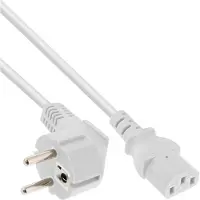 InLine Netzkabel, Schuko gewinkelt auf Kaltgerätestecker, 3m, weiß (16649W)