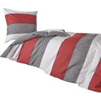 TRAUMSCHLAF Flanell Bettwäsche Nordic Stripe Red 200x220 cm + 2x 80x80 cm