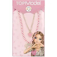 TOPModel - Double Layer Necklace LEOHEART - Gold, Pink, White, Red - 46.5 cm + 5 cm