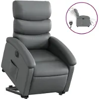 vidaXL Relaxsessel mit Aufstehhilfe Elektrisch Grau Kunstleder