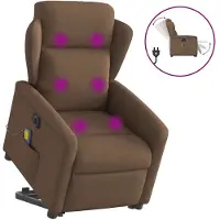 vidaXL Elektrischer Massagesessel mit Aufstehhilfe Braun Stoff