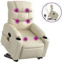 vidaXL Massagesessel mit Aufstehhilfe Creme Kunstleder