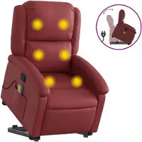 vidaXL Massagesessel mit Aufstehhilfe Weinrot Kunstleder
