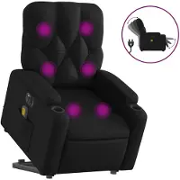 vidaXL Massagesessel mit Aufstehhilfe Elektrisch Schwarz Kunstleder