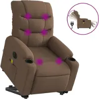 vidaXL Elektrischer Massagesessel mit Aufstehhilfe Braun Stoff