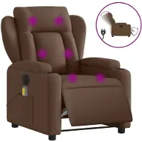 vidaXL Massagesessel Elektrisch Braun Stoff