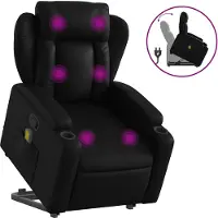 vidaXL Massagesessel mit Aufstehhilfe Schwarz Kunstleder