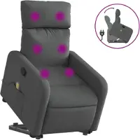 vidaXL Massagesessel mit Aufstehhilfe Dunkelgrau Stoff