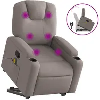 vidaXL Massagesessel mit Aufstehhilfe Taupe Stoff