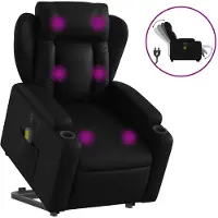 vidaXL Massagesessel mit Aufstehhilfe Elektrisch Schwarz Kunstleder