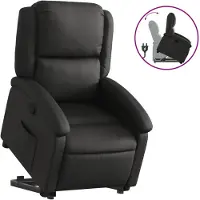 vidaXL Relaxsessel mit Aufstehhilfe Schwarz Echtleder