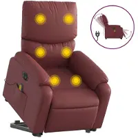 vidaXL Massagesessel mit Aufstehhilfe Elektrisch Weinrot Kunstleder