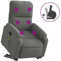 vidaXL Massagesessel mit Aufstehhilfe Dunkelgrau Mikrofasergewebe