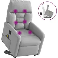 vidaXL Massagesessel mit Aufstehhilfe Wolkengrau Stoff