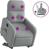 vidaXL Massagesessel mit Aufstehhilfe Hellgrau Stoff