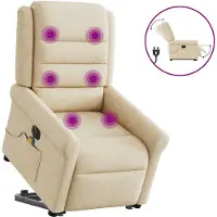vidaXL Elektrischer Massagesessel mit Aufstehhilfe Creme Stoff