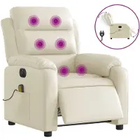 vidaXL Massagesessel Elektrisch Creme Kunstleder