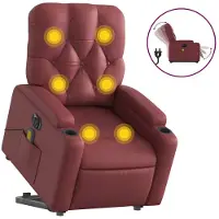 vidaXL Massagesessel mit Aufstehhilfe Elektrisch Weinrot Kunstleder
