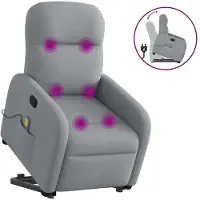 vidaXL Massagesessel mit Aufstehhilfe Hellgrau Stoff