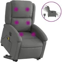 vidaXL Elektrischer Massagesessel mit Aufstehhilfe Dunkelgrau Stoff