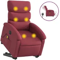 vidaXL Elektrischer Massagesessel mit Aufstehhilfe Weinrot Stoff