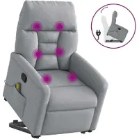 vidaXL Massagesessel mit Aufstehhilfe Hellgrau Stoff