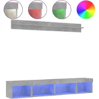 vidaXL 5-tlg. Wohnwand mit LED-Beleuchtung Betongrau Holzwerkstoff