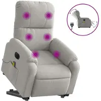 vidaXL Massagesessel Aufstehhilfe Elektrisch Hellgrau Mikrofasergewebe