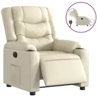 vidaXL Relaxsessel Elektrisch Creme Kunstleder