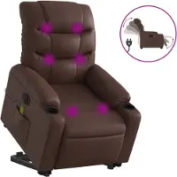 vidaXL Massagesessel mit Aufstehhilfe Elektrisch Braun Kunstleder