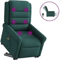 vidaXL Elektrischer Massagesessel mit Aufstehhilfe Dunkelgrün Stoff