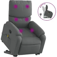 vidaXL Massagesessel mit Aufstehhilfe Dunkelgrau Stoff