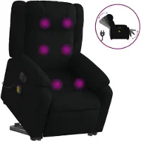 vidaXL Elektrischer Massagesessel mit Aufstehhilfe Schwarz Stoff