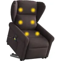 vidaXL Massagesessel mit Aufstehhilfe Dunkelbraun Stoff