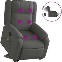 vidaXL Elektrischer Massagesessel mit Aufstehhilfe Dunkelgrau Stoff