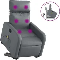 vidaXL Massagesessel mit Aufstehhilfe Grau Kunstleder