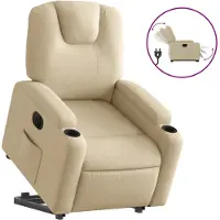 vidaXL Relaxsessel mit Aufstehhilfe Elektrisch Creme Stoff