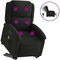 vidaXL Elektrischer Massagesessel mit Aufstehhilfe Schwarz Stoff