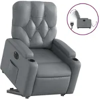 vidaXL Relaxsessel mit Aufstehhilfe Elektrisch Grau Kunstleder