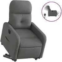 vidaXL Relaxsessel mit Aufstehhilfe Elektrisch Dunkelgrau Stoff