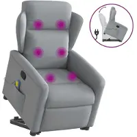 vidaXL Massagesessel mit Aufstehhilfe Hellgrau Stoff