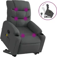 vidaXL Massagesessel mit Aufstehhilfe Dunkelgrau Stoff