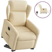 vidaXL Relaxsessel mit Aufstehhilfe Elektrisch Creme Stoff